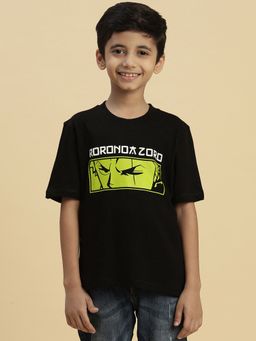 Kidsville - One Piece Printed Black T-Shirt for Boys