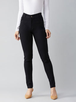 DOLCE CRUDO - Womens Black Slim Fit High Rise Clean Look Stretchable Denim Jeans