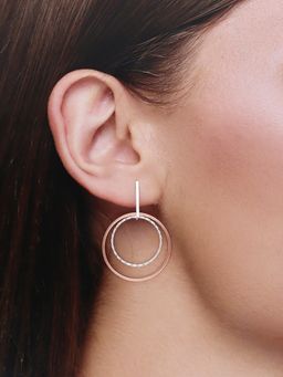Kai Jewel - Sterling Silver Stylish Multi Hoops Dangler Earrings
