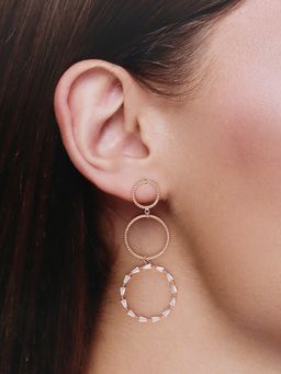 Kai Jewel - Sterling Silver Rose Gold Plated Dazzling Drop Dangler Earrings