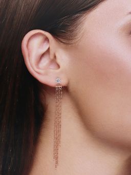Kai Jewel - Sterling Silver Rose Gold Plated Chains Dangler Earrings
