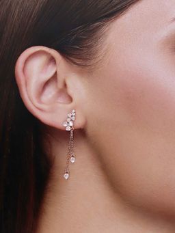 Kai Jewel - Sterling Silver Rose Gold Plated Chic Floral Zircon Drop Earrings