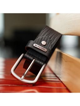 Red Tape - Mens Black Textured Leather Belt