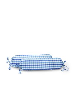 The Baby Atelier - 100% Organic Baby Bolster Cover Set without Fillers Shaded Blue Checks (Pack of 2)
