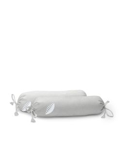 The Baby Atelier - 100% Organic Baby Bolster Cover Set without Fillers Grey Comb (Pack of 2)