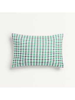 The Baby Atelier - 100% Organic Junior Pillow Cover without Fillers Green and Black Checks