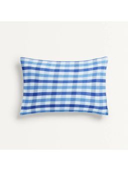 The Baby Atelier - 100% Organic Junior Pillow Cover without Fillers Shaded Blue Checks
