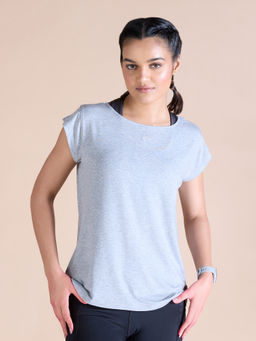 Kica - Ease In Tencel Top With Back Keyhole For Yoga Grey