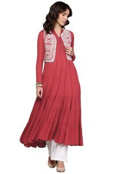 Ritu Kumar - Maroon Hanoi Kurta with Jacket