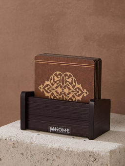 Fabindia - Mehraab Wooden Coasters with Stand (Set Of 6)