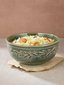 Fabindia - Green Ahilya Ceramic Serving Bowl