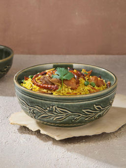 Fabindia - Green Ahilya Ceramic Serving Bowl