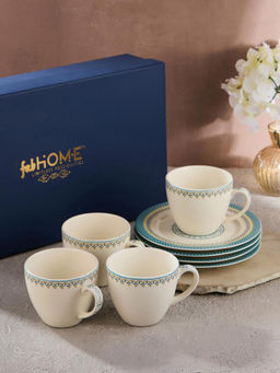Fabindia - Sangam Ceramic Cup & Saucer (Set Of 4)