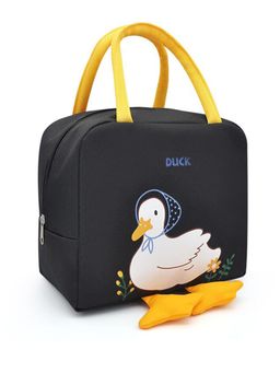 House of Quirk - Black Printed Insulated Reusable Lunch Bag