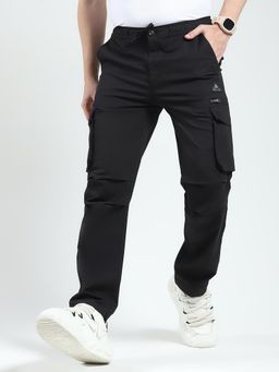 Rock.it - Black Men's Solid Regular Fit Cargo