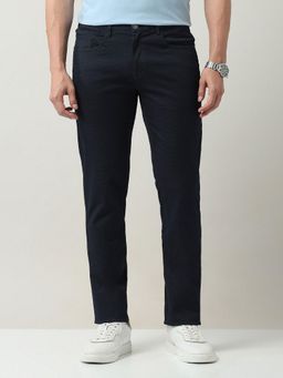 AD By Arvind - Navy Blue Modern Slim Fit Solid Chinos