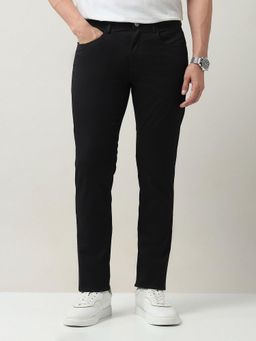 AD By Arvind - Black Modern Slim Fit Solid Chinos