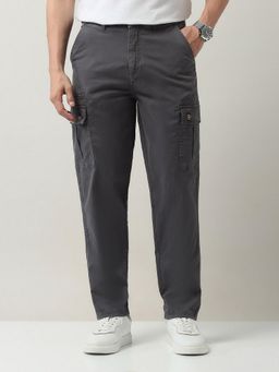 AD By Arvind - Grey Relaxed Tapered Fit Cargo Trousers