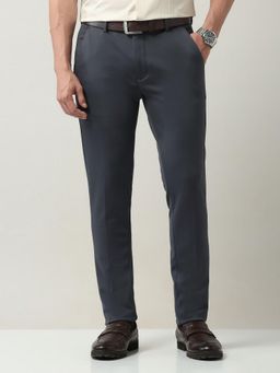 AD By Arvind - Dark Grey Slim Fit Solid Trouser