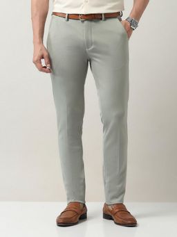 AD By Arvind - Light Grey Slim Fit Solid Trouser