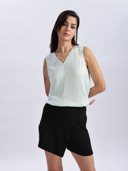 Calvin Klein - Regular Fit Polyester V-Neck Green Top