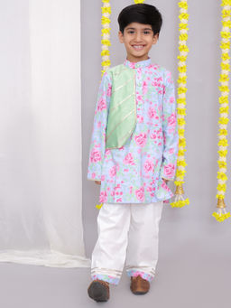 THE WISHING CLOSET - Boys Multi-Color Floral Print Kurta with Pant (Set of 2)
