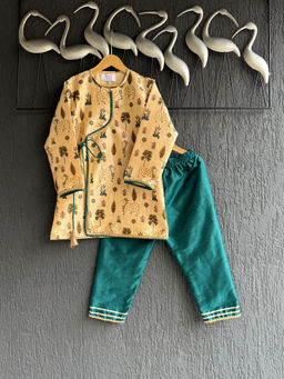 THE WISHING CLOSET - Boys Beige Printed Kurta with Pant (Set of 2)