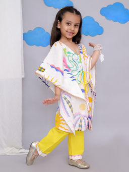 THE WISHING CLOSET - Girls Multi-Color Printed Kaftan Kurta with Pant (Set of 2)