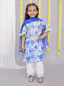THE WISHING CLOSET - Girls Multi-Color Floral Print Kurta with Pant & Dupatta (Set of 3)