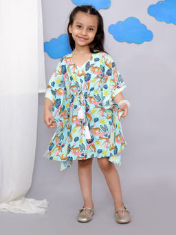 THE WISHING CLOSET - Girls Blue Printed Kaftan Dress