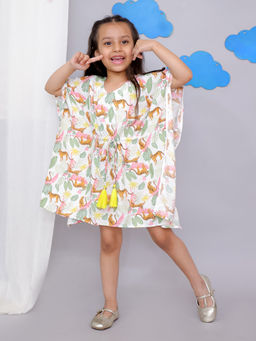 THE WISHING CLOSET - Girls Off White Printed Kaftan Dress