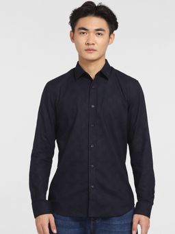 Jack & Jones - Navy Blue Printed Full Sleeves Shirt