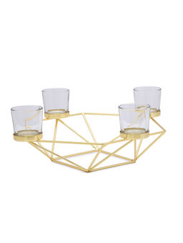 HomeTown - Aruba Iron Geometric Inspired Votive Holder In Gold (Set of 5)