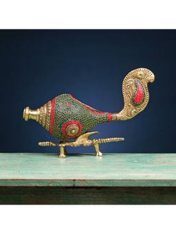 Ekaa Handicrafts - Brass Shankh with Stonework and Stand