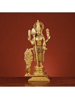 Ekaa Handicrafts - Brass Kartikeya Swami Idol with Peacock Murugan Swami