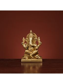 Ekaa Handicrafts - Brass Ganesha Statue Majestic Ganpati Idol