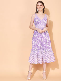 FASHOR - Floral Printed Midi Cotton Dress