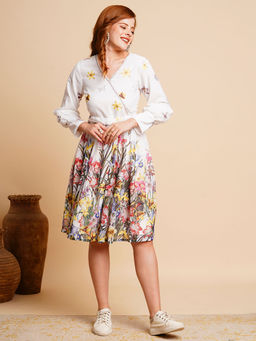 FASHOR - Floral Printed Dress with Belt (Set of 2)