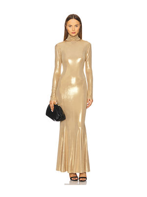 Norma Kamali Women's Long Sleeve Turtleneck Fishtail Gown - Elegant Fitted Dress With Flared Hem
