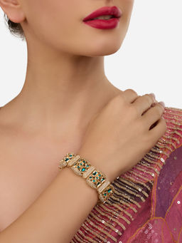 Zaveri Pearls - Green & White Stones & Dazzling Austrian Diamonds Bracelet