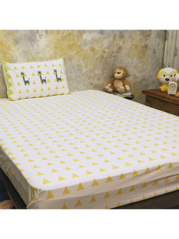 Masaya - Triangle Yellow Single Bedsheet with 1 Pillow Cover (Set of 2)