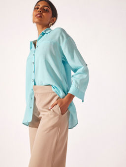 The Label Life - Women Blue Solid Shirt