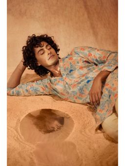 Eleven Brothers - Peach Water Land Silk Kurta