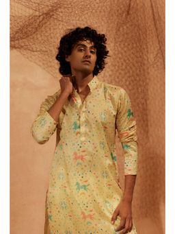 Eleven Brothers - Yellow Flying Horses -Silk Kurta