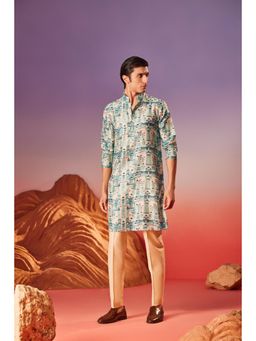 Eleven Brothers - Blue House By The Sea Silk Kurta