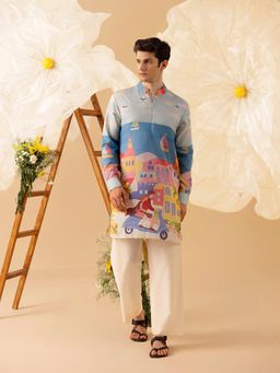 Eleven Brothers - Multi-coloured Coastal Ride Silk Kurta