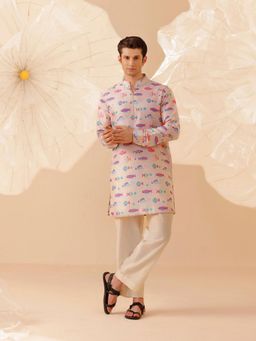 Eleven Brothers - Pink Ocean Bloom Silk Kurta