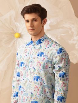 Eleven Brothers - Blue Mughal Muse Silk Kurta
