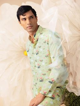 Eleven Brothers - Green Pond Of Dreams Silk Kurta