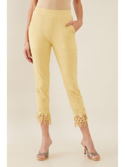Soch - Beige Viscose Solid Hand Work Pant